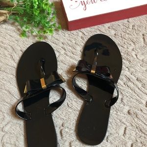 Black Michael Kors Kayden Jelly Flip Flops Size 8